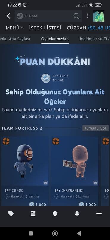 2 этажная кровать: - Profil səviyyəsi: 6 - Steam Puanları: 13,541 - Cüzdan balansı: $0.48 — 3