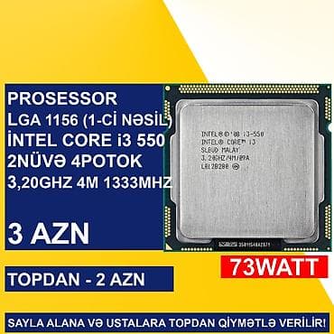 lga 1200: Prosessor Intel Core i3 Prosessor “LGA 1156 (1ci nəsil) İntel Core i3 550”, 4 nüvə, İşlənmiş — 1