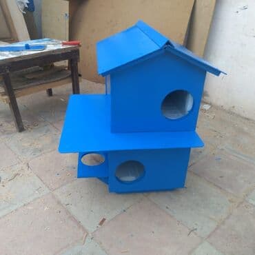 goyərcin yuvaları: Rəngli taxta heyvan evi/budaq evciyi - Material: taxta konstruksiya — 1