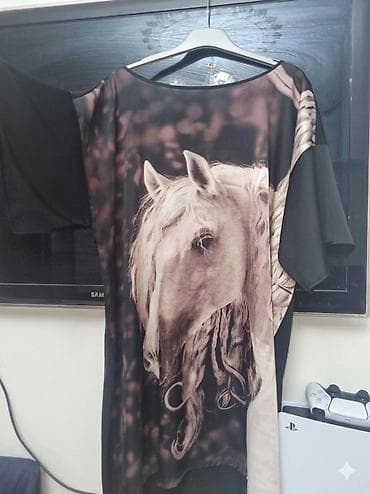 Qadın paltarı – at printli, oversize kəsim 3 4 xl uygundu ideal — 2