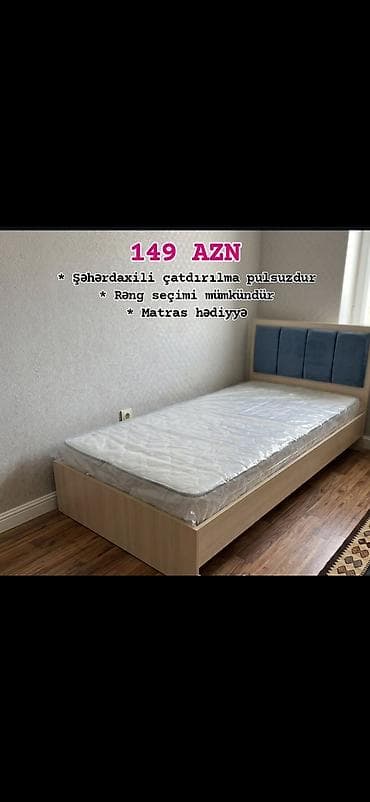mebel usta: Tək nəfərlik çarpayı – yumşaq başlıqla, minimal dizayn — 3