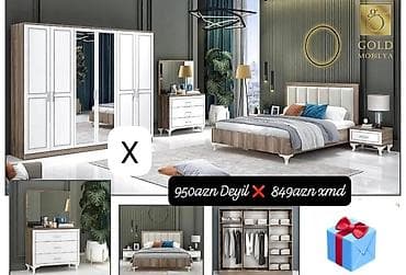 Yataq otağı dəsti – müasir dizayn, ağ və ağac teksturasının lalafo.az -da Yataq otağı dəsti – müasir dizayn, ağ və ağac teksturasının