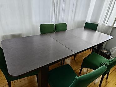 Qonaq otağı üçün, İşlənmiş, Açılan, Dördbucaq masa, 6 stul — 5