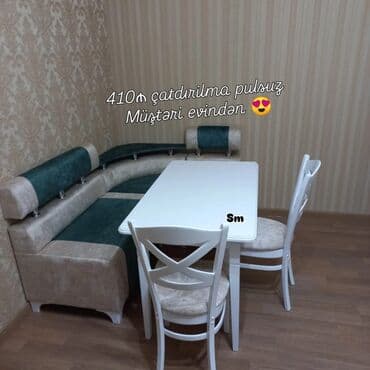 Masa və oturacaq dəstləri: Mətbəx üçün, Açılmayan, Dördbucaq masa, 2 stul — 1