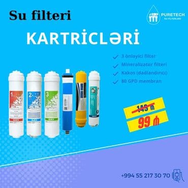 Puretech su filtrləri üçün kartriclər dəsti. Dəstdə 3 önləyici filtr