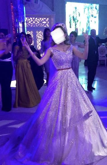 Zərif gəlinlik, A-line/prinsessa kəsimi, geniş ətəkli və quyruqlu — 3