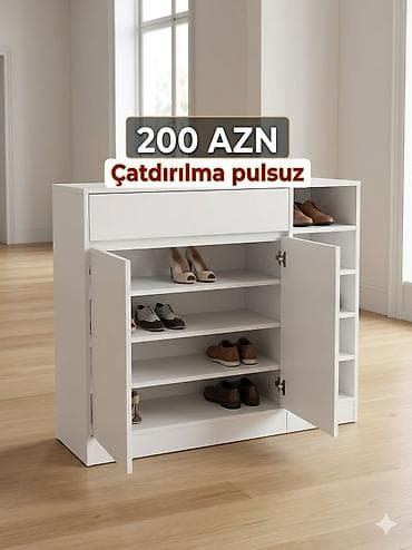 dolab ayaqqabi: 2 qapılı, Ağ, Taxta Ayaqqabı dolabı — 1