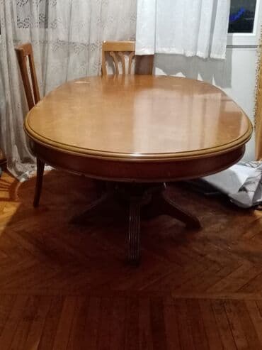Qonaq masası, İşlənmiş, Açılan, Taxta, Oval masa