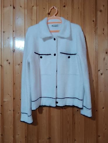 sumqayitda jaket: Ağ rəngli qadın jaketi/kardiqanı - Türkiyə istehsalı - Model: yumşaq — 1