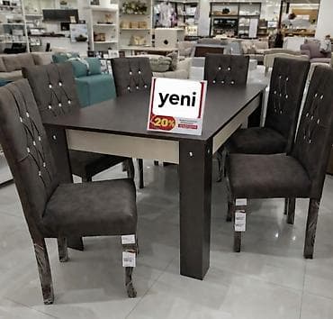 tək stul: Qonaq otağı üçün, Yeni, Açılmayan, Kvadrat masa, 6 stul — 1