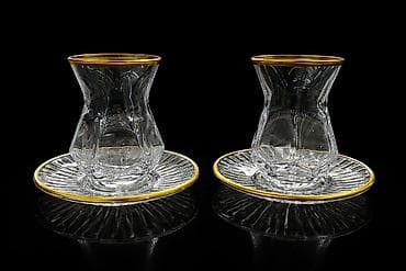 antik servis: Çay dəsti, rəng - Qızılı, Şüşə, 2 nəfərlik, Türkiyə — 6