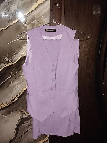 steqan qadın ətəkləri: Bənövşəyi rəngdə qadın dəst – jilet və ətək - Brend: Monza - Üst — 1