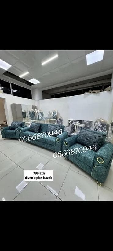 Yeni, Divan, 2 kreslo, Bazalı, Açılan