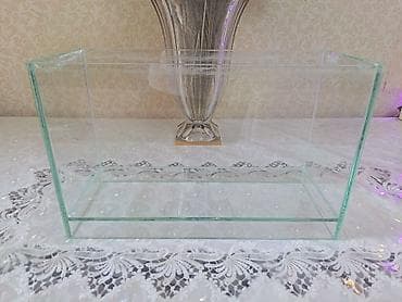 Şüşə akvarium en - 16sm uzun - 40sm hündür - 25sm - Material: şəffaf — 3