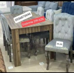uqolnik qiyməti: Qonaq otağı üçün, Yeni, Açılmayan, Dördbucaq masa, 6 stul — 14