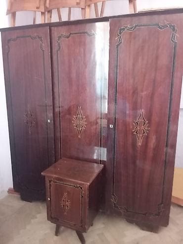 3 qapılı, Qəhvəyi, Taxta, Açılan, Düz dolab