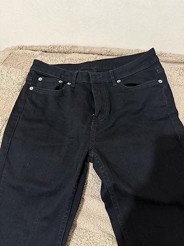 jeans: Qara şalvar – dar kəsim, aşağı hissədə fermuarlı model - Rəng — 2
