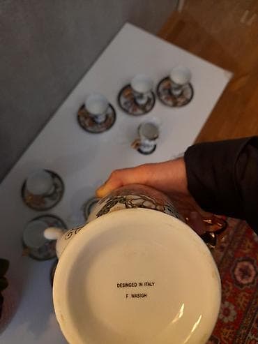 karaca meyve qabi: Qəhvə dəsti, rəng - Ağ, Farfor, İtaliya — 3