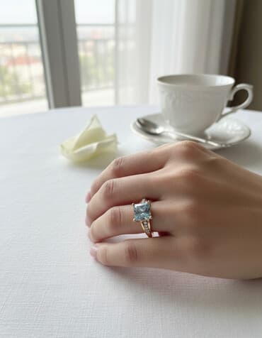 pandora üzük qiymət: Üzük, Sarı qızıl, 585 Əyar, Akvamarin, 0.51-1.00 Karat — 1