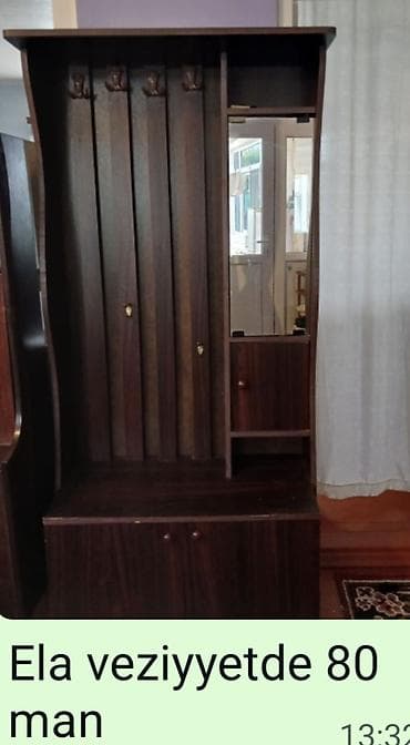 2 qapılı, Güzgülü, Qəhvəyi, Açılan, Düz dolab — 1