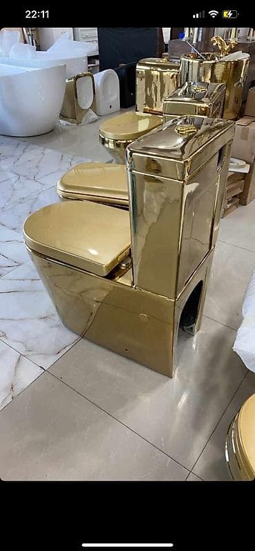 Qızılı rəngli sanitar qovşaqlar – klozet dəstləri - Material: parlaq — 4