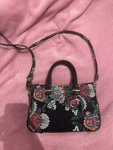 dollar çanta: Çiçək naxışlı qadın çantası - Material: toxuma/parça əsaslı korpus — 1