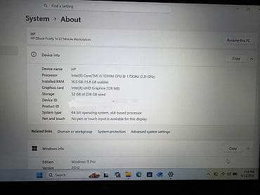 honor pad 9x: İşlənmiş HP ZBook, 14 ", Intel Core i5, 256 GB, Ünvandan götürmə — 4