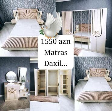 trişotka açar dəsti: İkinəfərlik çarpayı, Termo, Dolab, 2 tumba, Yeni — 1