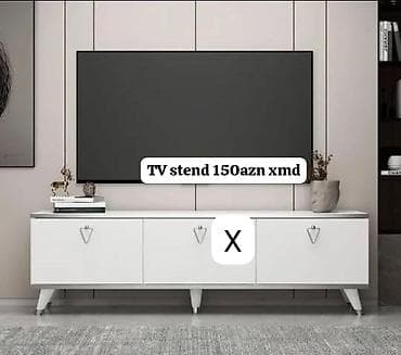 tv 43: TV stend - Material: ağ rəngli korpus, modern minimalist dizayn - — 1