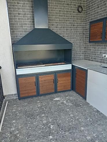 hasar üstü: Açıq məkan üçün metal korpuslu manqal və inteqrə olunmuş açıq mətbəx — 1