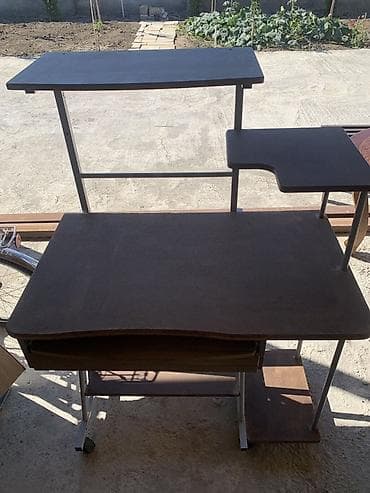 kitab refi: Düz masa, Polkalı, Siyirməli, Metal — 1