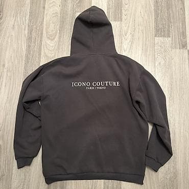 cantalar: ICONO COUTURE kapüşonlu sweatshirt - Rəng: qrafit/qaranlıq boz - Ön — 7