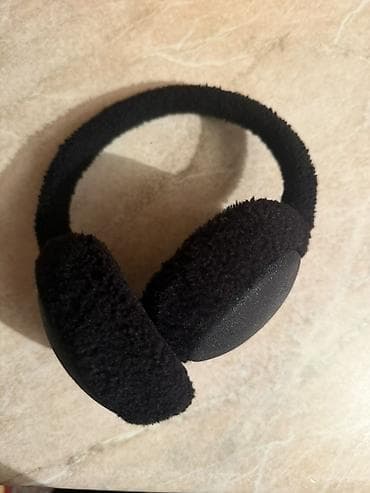 herbi geyim: Qara rəngli isti qulaqlıq (earmuff) - Material: yumşaq, tüklü parça — 1