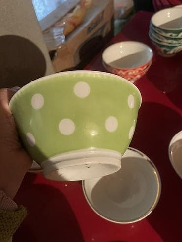 Süfrə ləvazimatları: Kasalar, rəng - Yaşıl, Keramika — 2