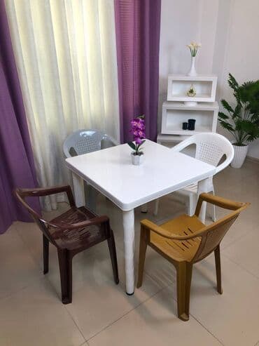 раскладной стол: Yeni, Kvadrat masa, 4 stul, Açılmayan, Stullar ilə, Plastik, Azərbaycan — 6
