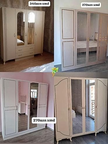 Güzgülü paltar şkafları – müxtəlif modellər - 4 qapılı, geniş daxili — 1