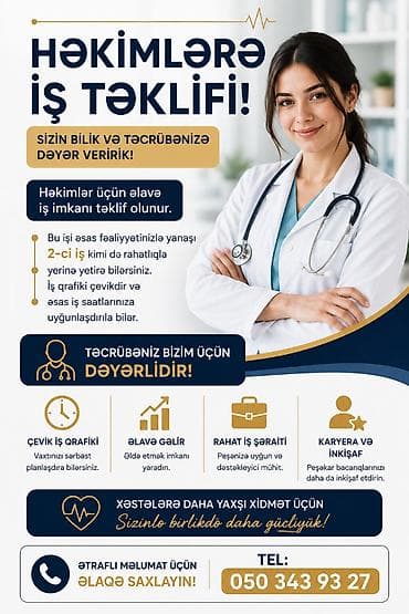 Həkim tələb olunur, İstənilən yaş, Təcrübəsiz, Dəyişən qrafik