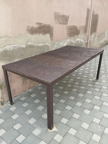 Dördbucaq masa, 2 stul, Açılmayan, Skameykalar ilə, Metal — 2