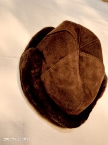 Şortlar: Qadın üçün xəz beret/şlyapa - Material: təbii tünd qəhvəyi xəz — 3