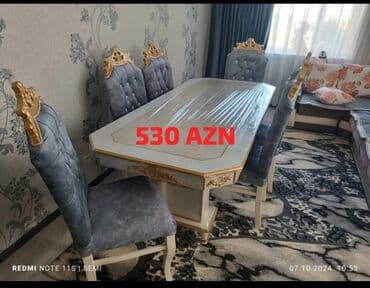 ders masaları: Qonaq otağı üçün, Yeni, Açılmayan, Dördbucaq masa, 6 stul — 1