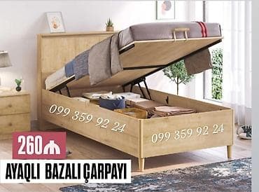 xacmaz mebel: Təknəfərlik çarpayı, Bazalı, Siyirməsiz — 1