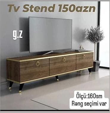 stol ustu kamputer: TV stend - Ölçü: 160 sm - Rəng seçimi var - Dizayn: ağac teksturalı — 1