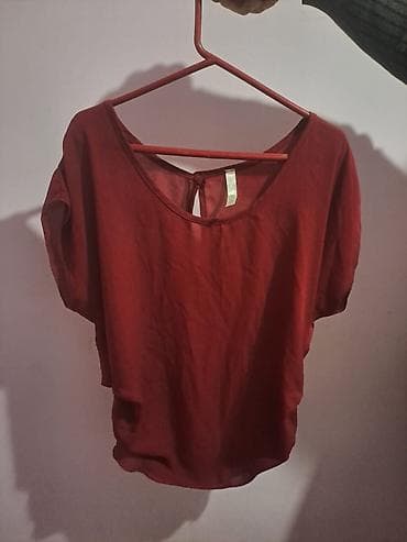 Qadın bluz dəsti - Rənglər: tünd qırmızı - Qırmızı bluz: yumşaq