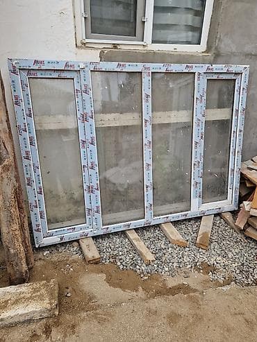 hazır beton panel: Yeni İkiqat şüşə paketi Plastik pəncərə, Еni: 202 sm, Uzunluğu: 140 sm — 1