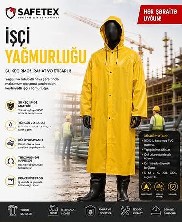 Üst geyimləri: Safetex işçi yağmurluğu Su keçirməz, rahat və etibarlı qorunma üçün — 1