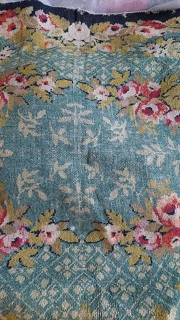 qedimi xalca: Xalça – çiçək naxışlı, mavi-yaşıl fonlu - Material: qalın xovlu — 3