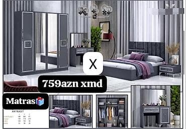 Yataq otağı dəsti – “Antrasit” rəng palitrası Komplektə daxildir: - 4 — 1
