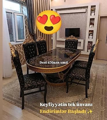 bag stol: Qonaq otağı üçün, Yeni, Açılmayan, Oval masa, 6 stul — 1