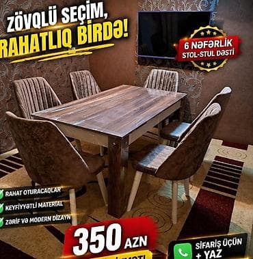 стол и стулья для дачи: Masa desti Yenidir. Qiymet 350 azn Unvan Gunesli. Elave odenisle — 1
