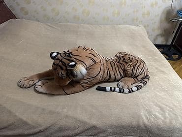 Oyuncaqlar: Böyük ölçülü pələng plyuş oyuncağı - Realistik dizayn: narıncı-qara — 2